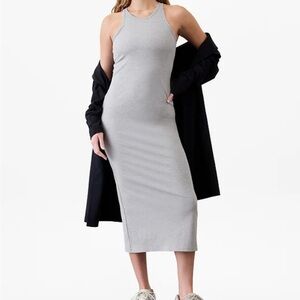 Athleta Light Gray Signature Rib Maxi Dress